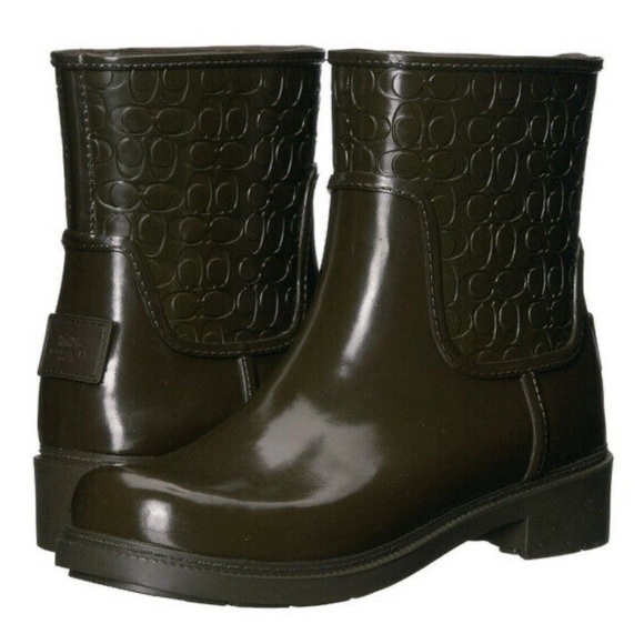 Coach Signature Fern Green Rain Boot Booties - Picture 9 of 14